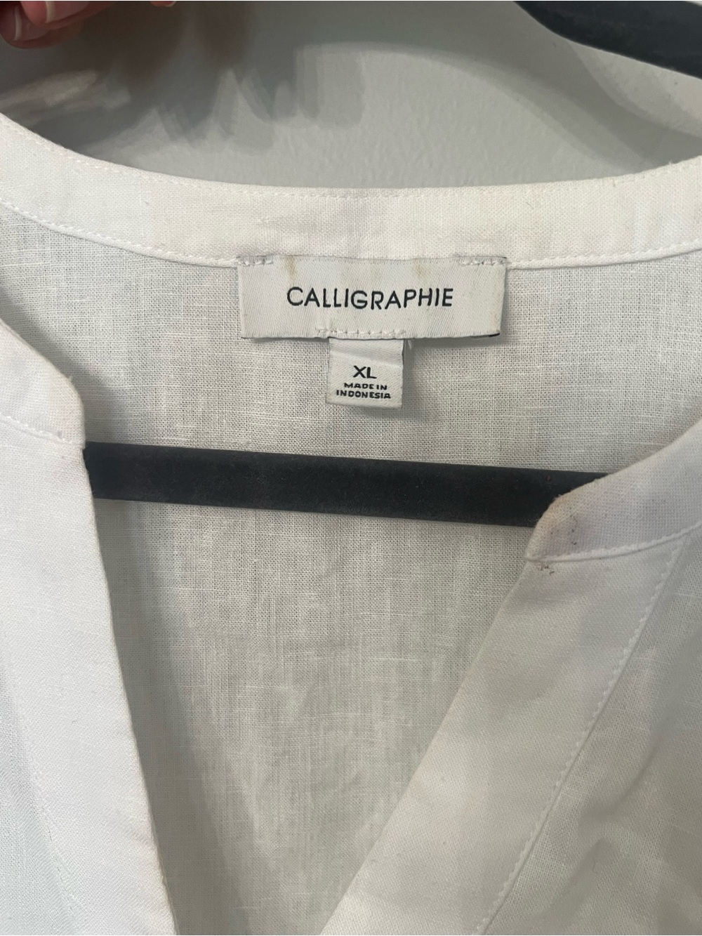 Women’s White Linen Blend Shirt - XL